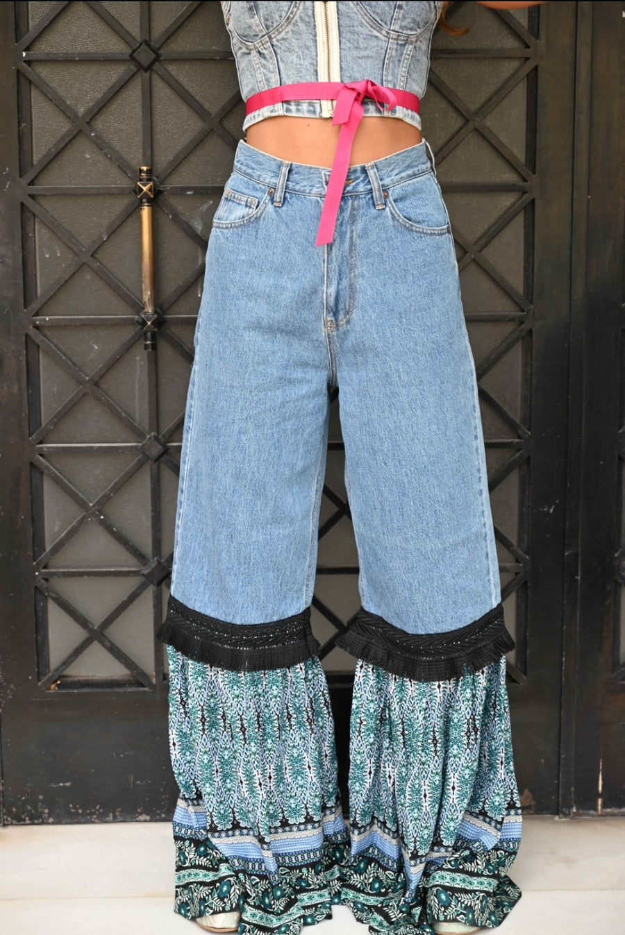 Wide fit upcycled jeans