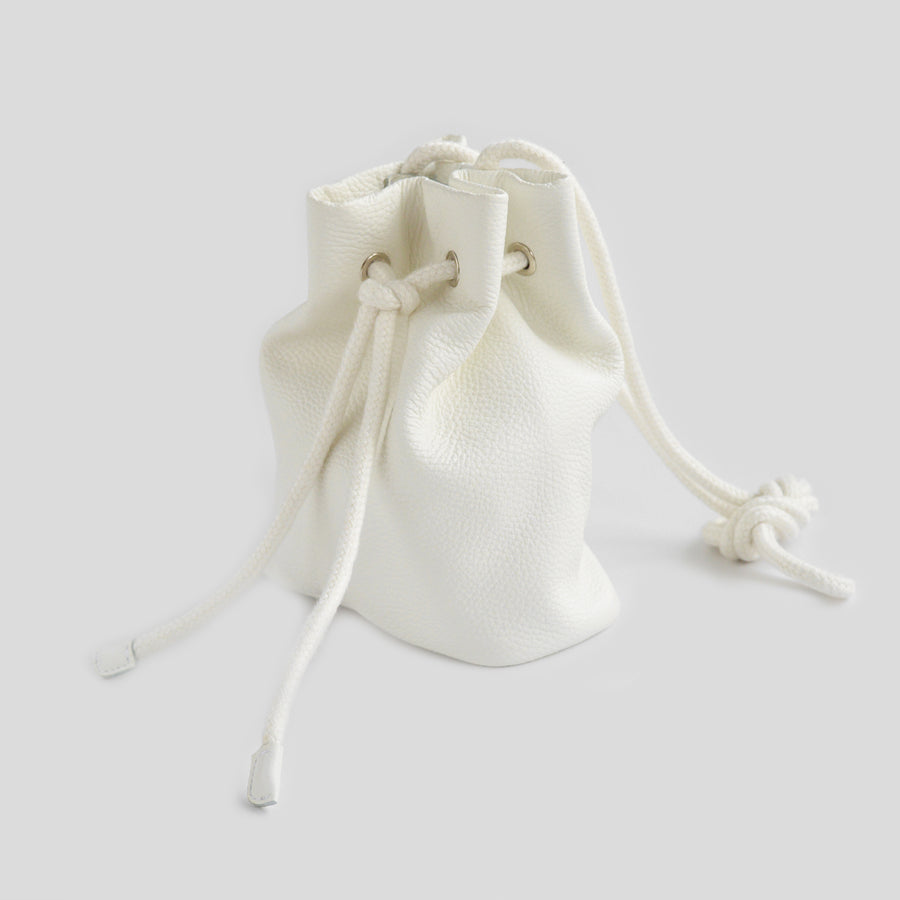 Real leather white pouch