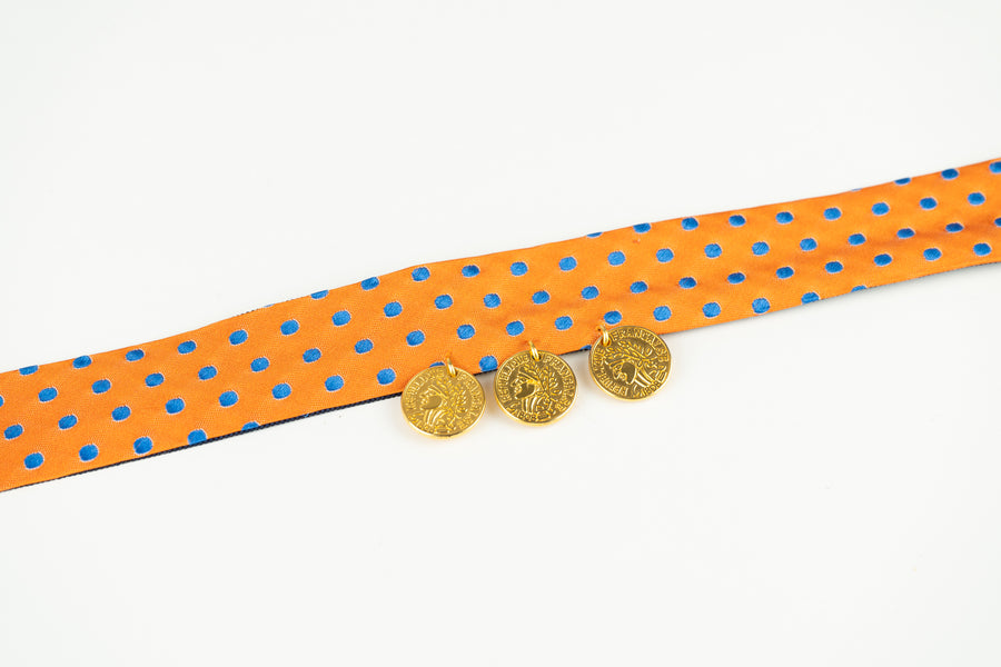 Sunset dots satin choker (orange)