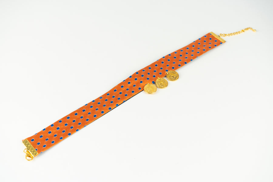 Sunset dots satin choker (orange)