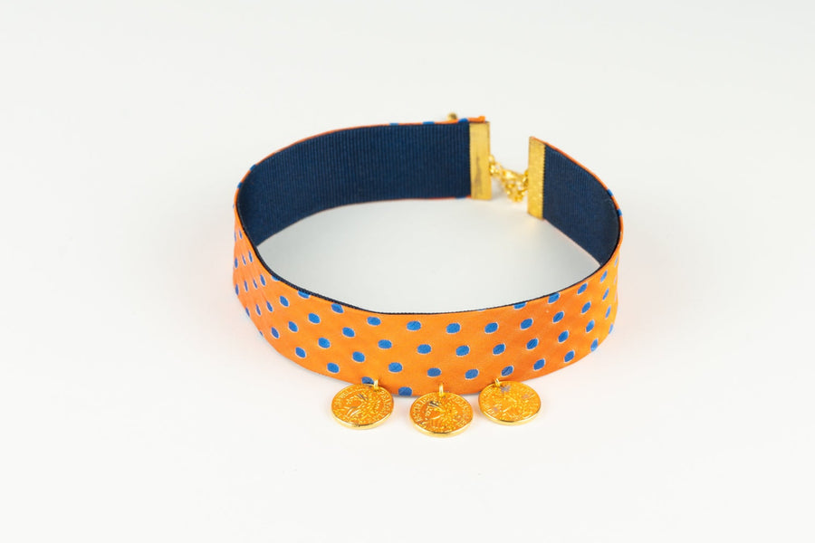Sunset dots satin choker (orange)