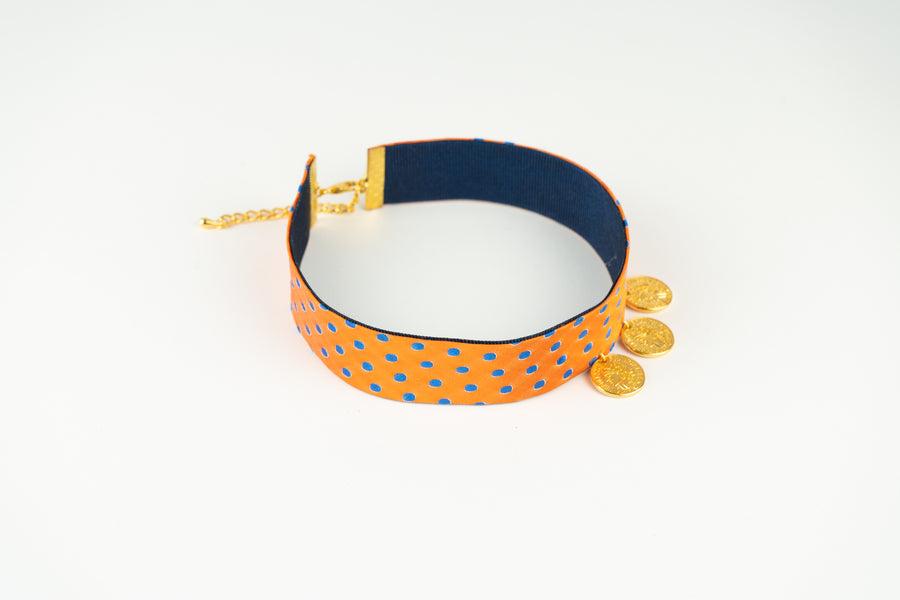 Sunset dots satin choker (orange)