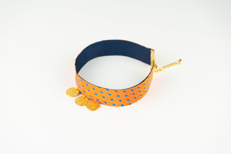 Sunset dots satin choker (orange)