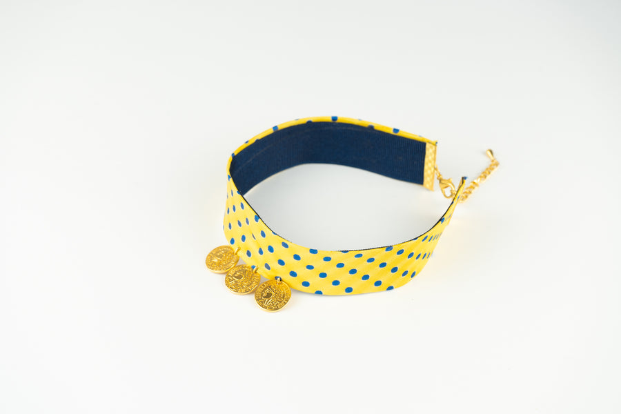 Sunset dots satin choker (yellow)