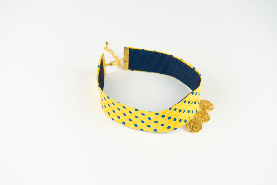 Sunset dots satin choker (yellow)
