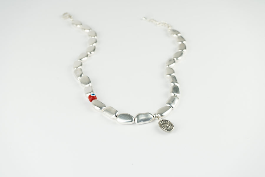 Silver fossil necklace