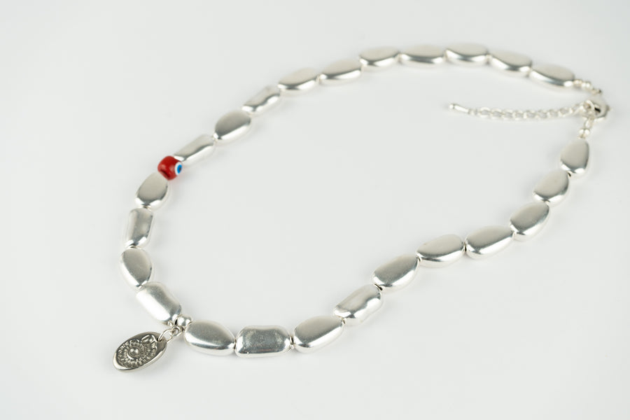 Silver fossil necklace