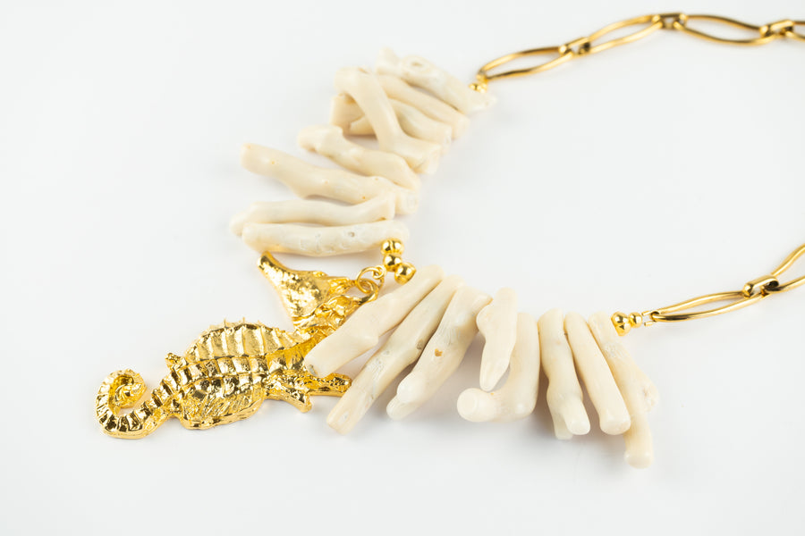 White coral statement necklace