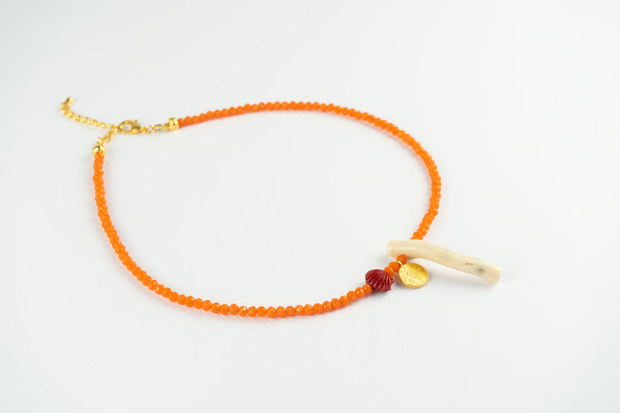 Touching orange necklace