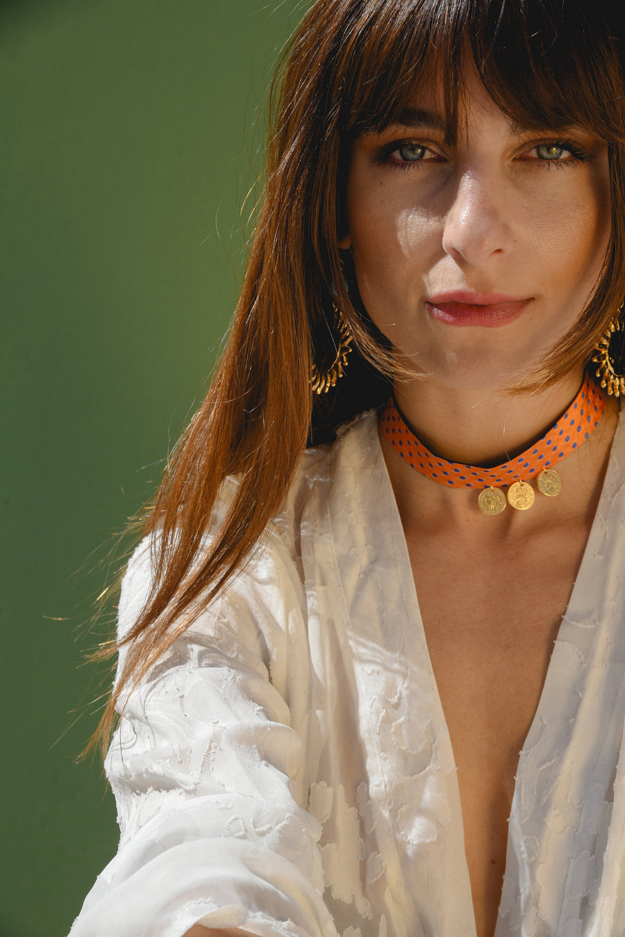 Sunset dots satin choker (orange)