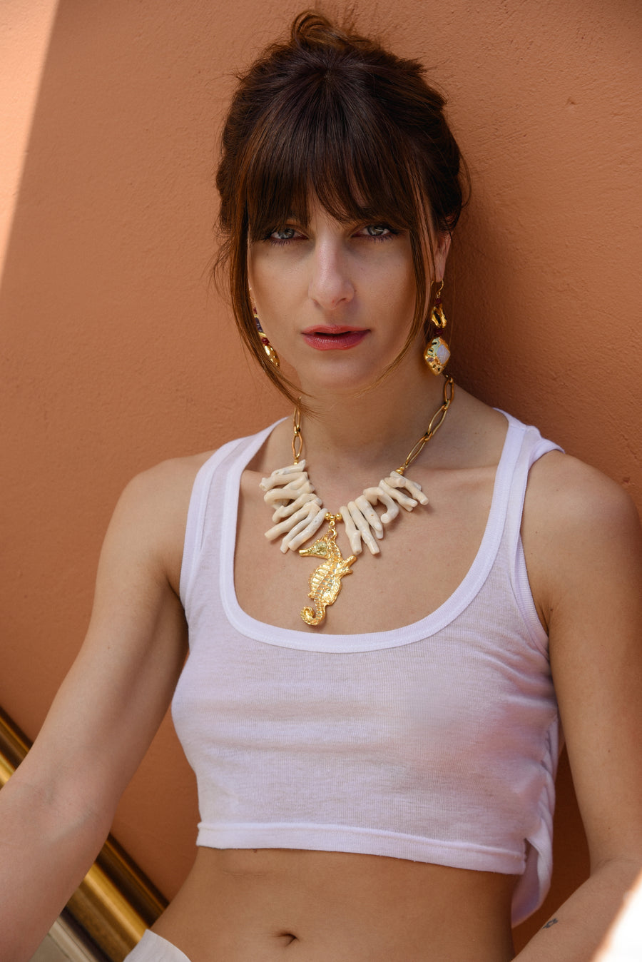 White coral statement necklace