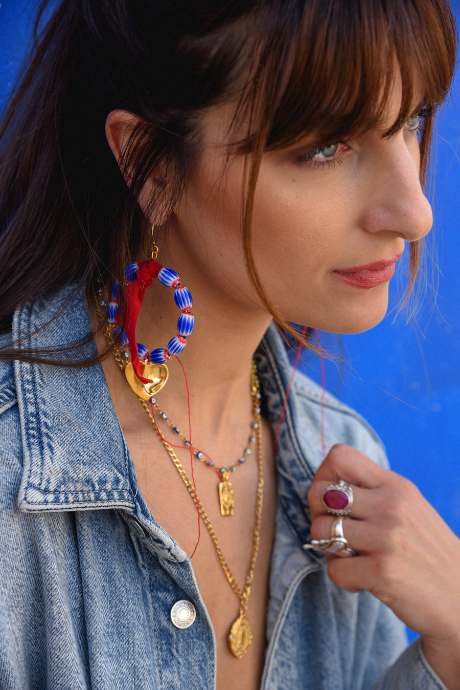 Bluish love hoops earrings