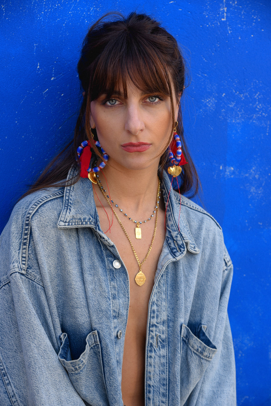 Bluish love hoops earrings