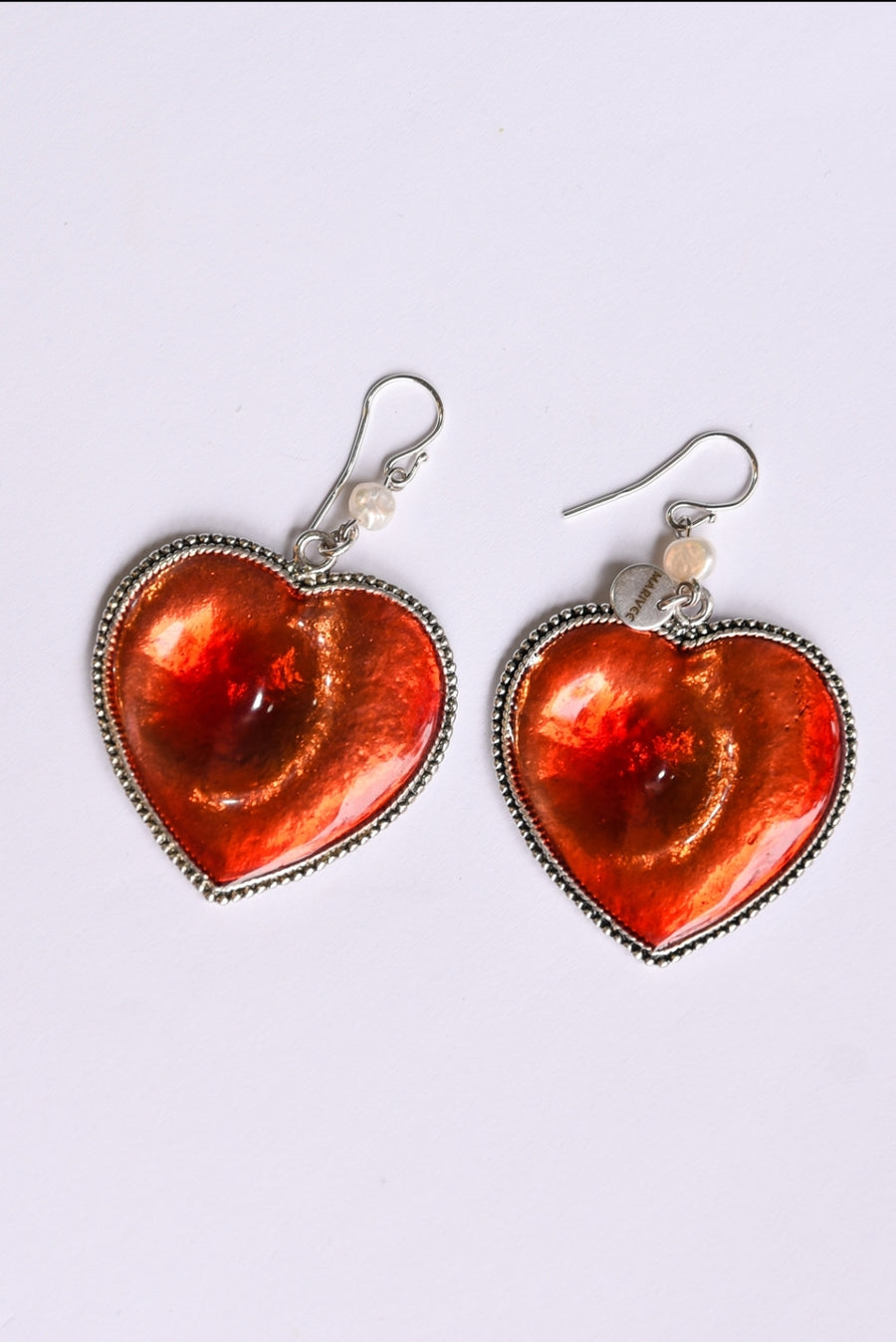 Deep in colors heart earrings (red)