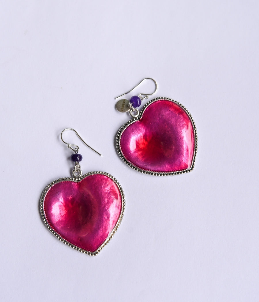 Deep in colors heart earrings
