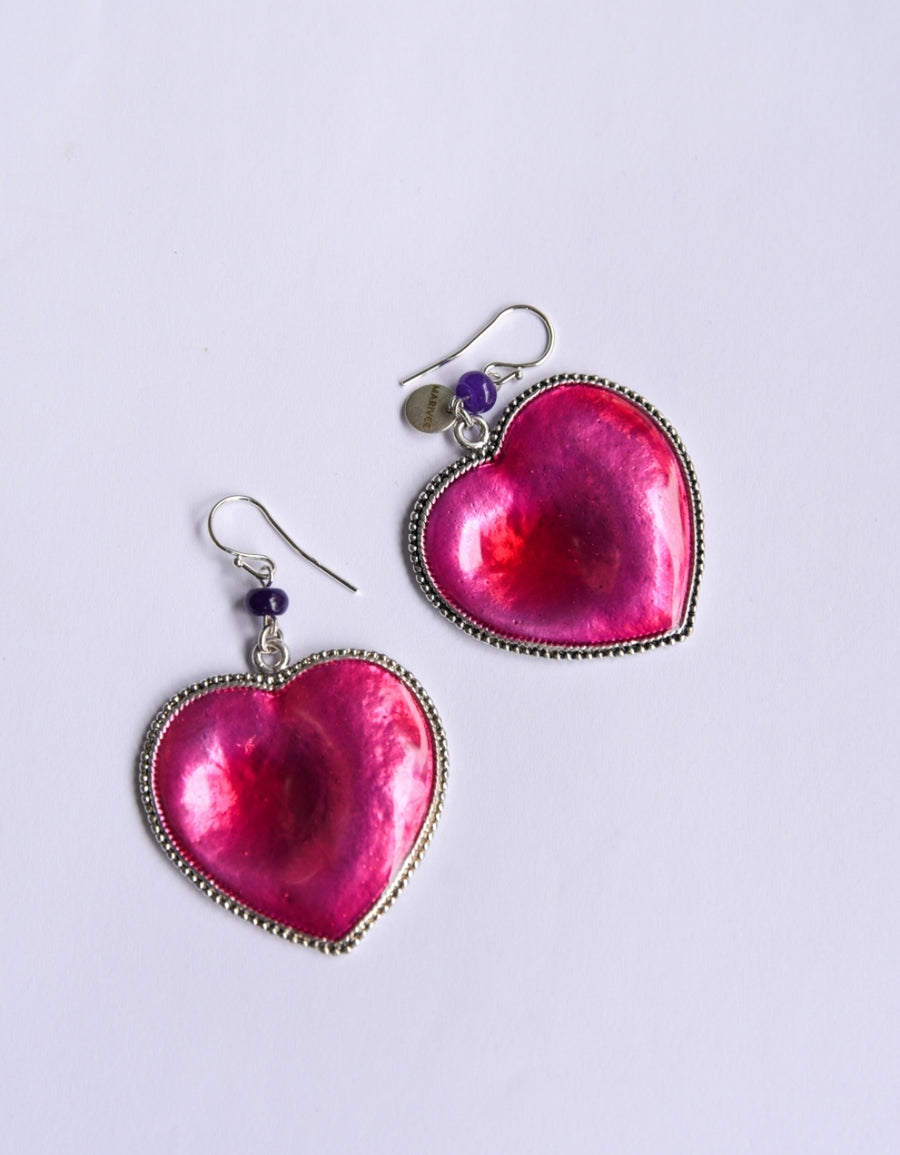 Deep in colors heart earrings