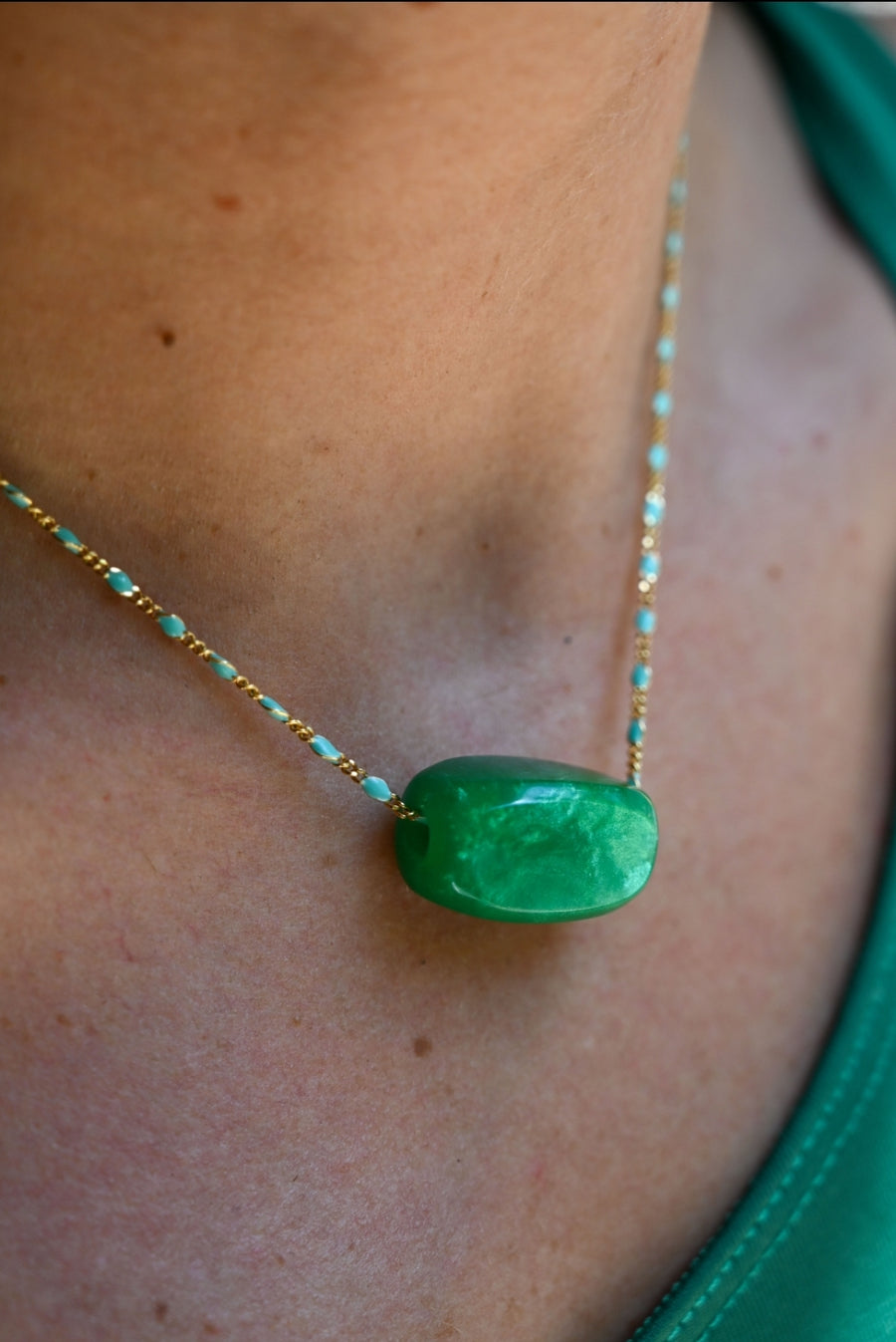 Green harmony stone necklace