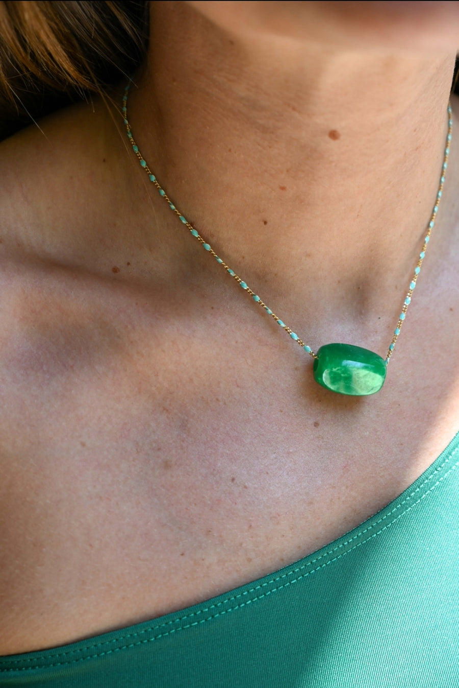 Green harmony stone necklace