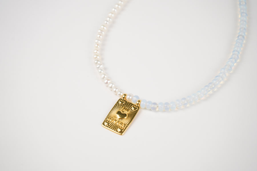 Moonstone pearl necklace