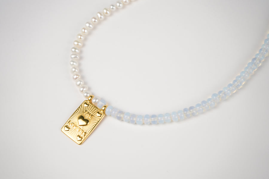 Moonstone pearl necklace