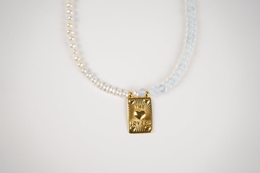 Moonstone pearl necklace