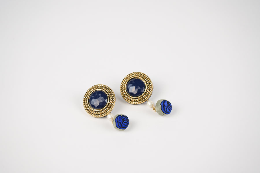 Blue rose earrings