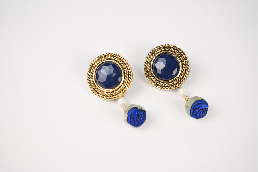 Blue rose earrings