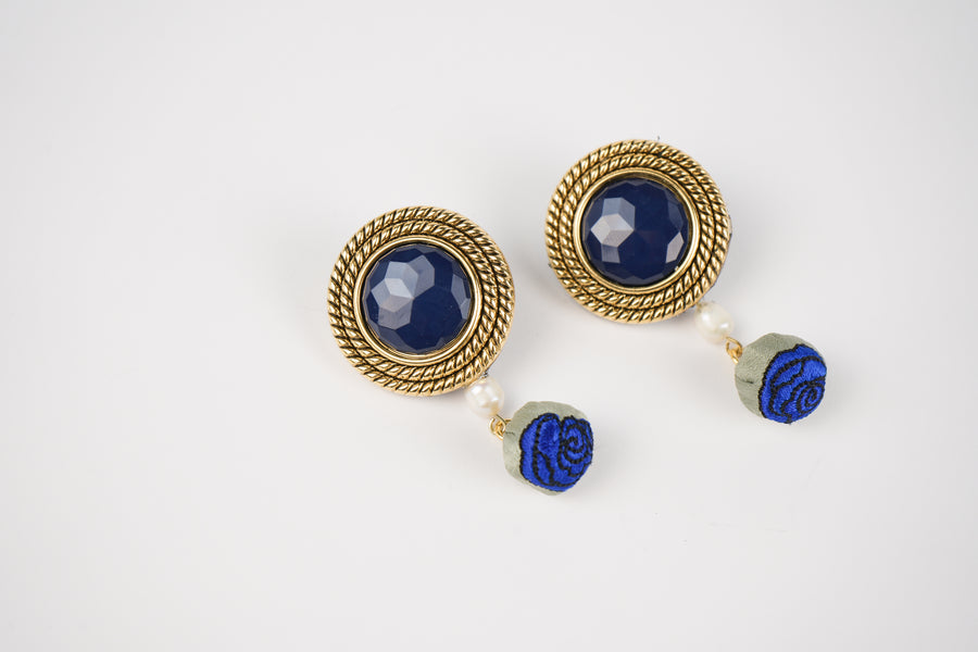 Blue rose earrings