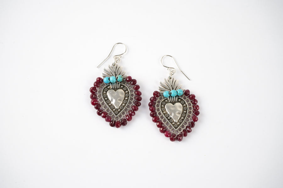 Aegean heart silver earrings