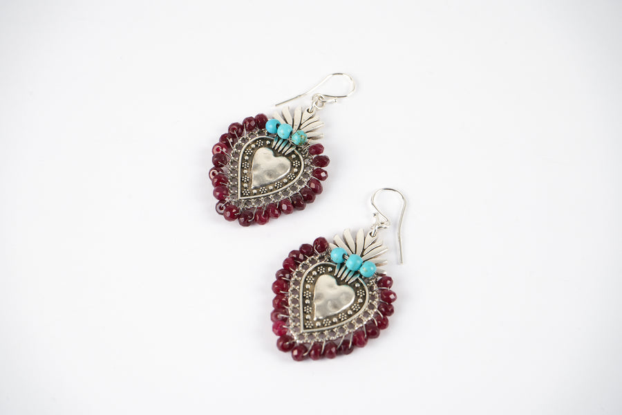 Aegean heart silver earrings