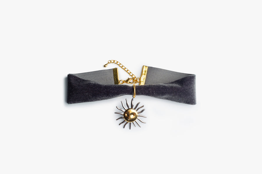 Pendant velvet choker grey