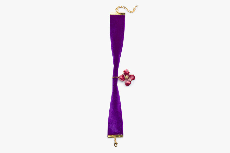 Pendant velvet choker purple