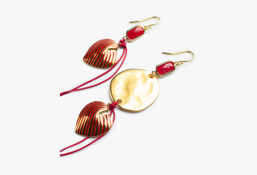 Red stripes earrings