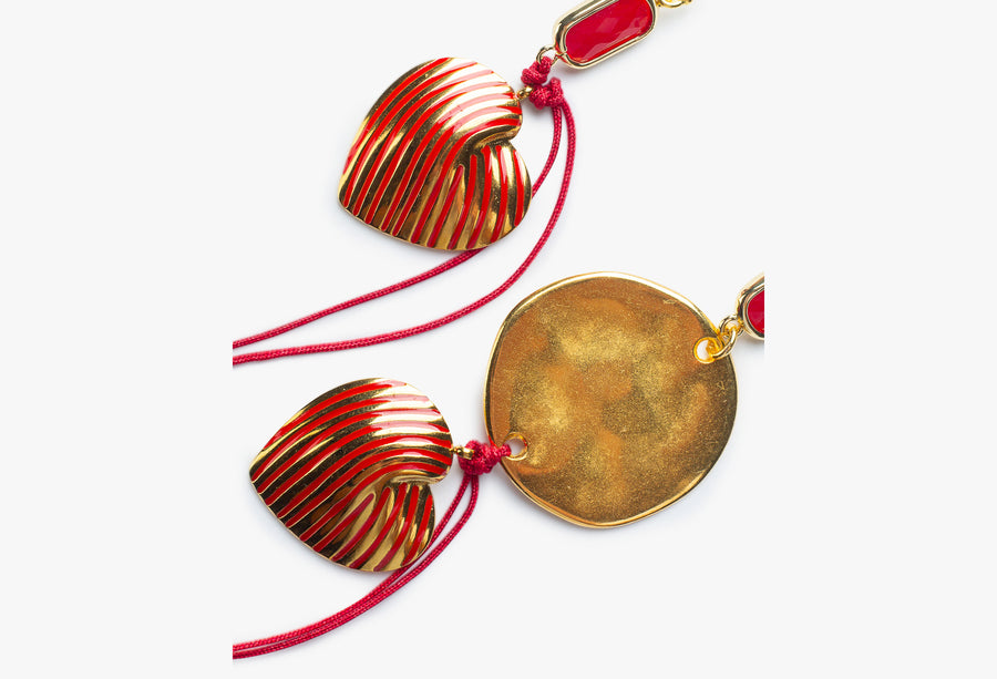 Red stripes earrings