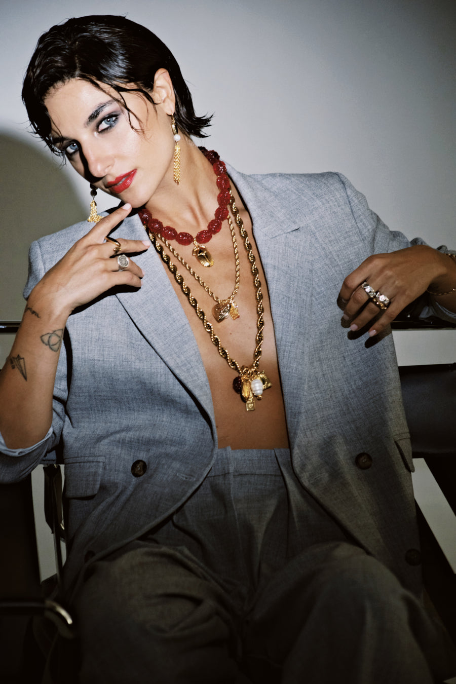 Longevity reversed long necklace