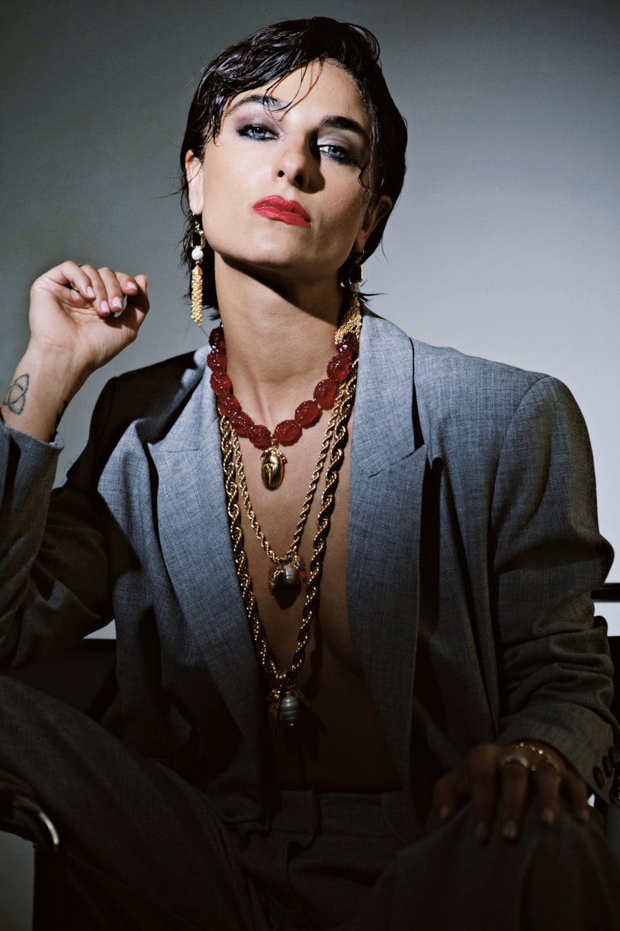 Longevity reversed long necklace