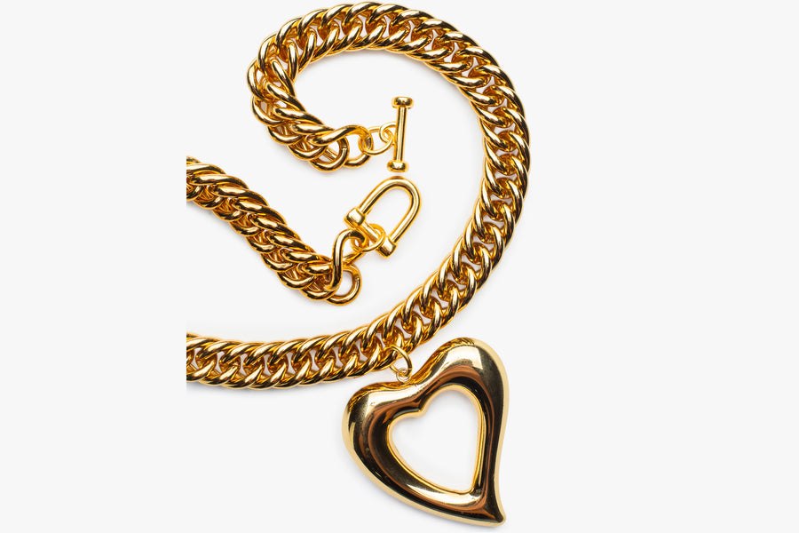 Bold golden heart necklace
