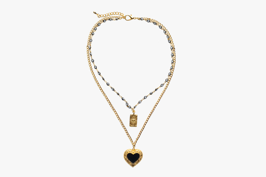 Double eye black necklace