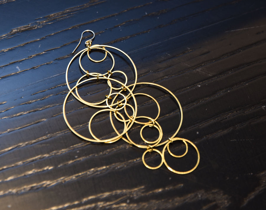 Golden planet earrings