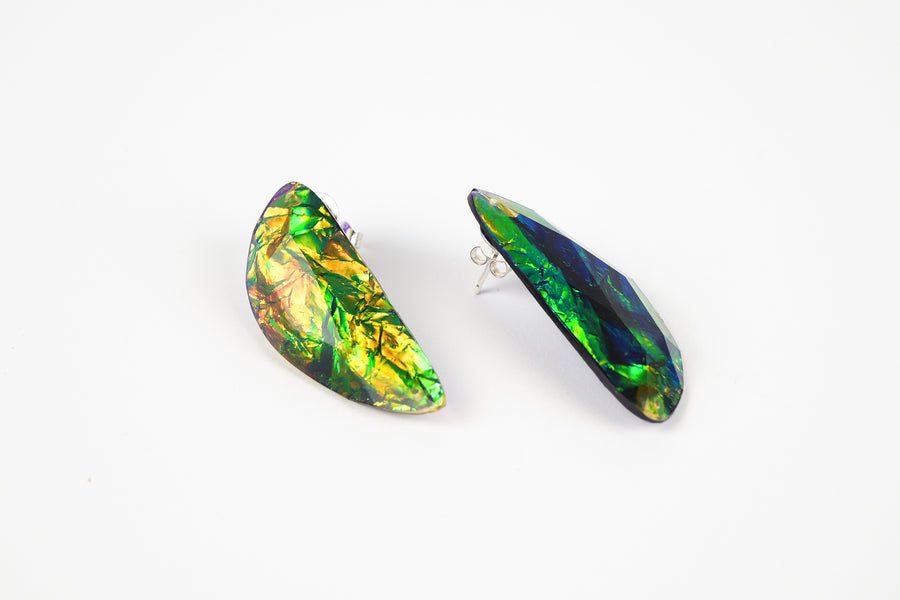 Galaxy pin earrings green