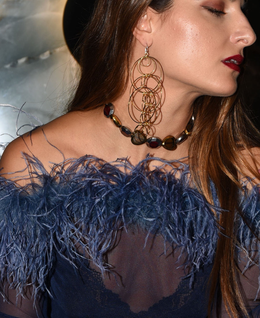 Golden planet earrings