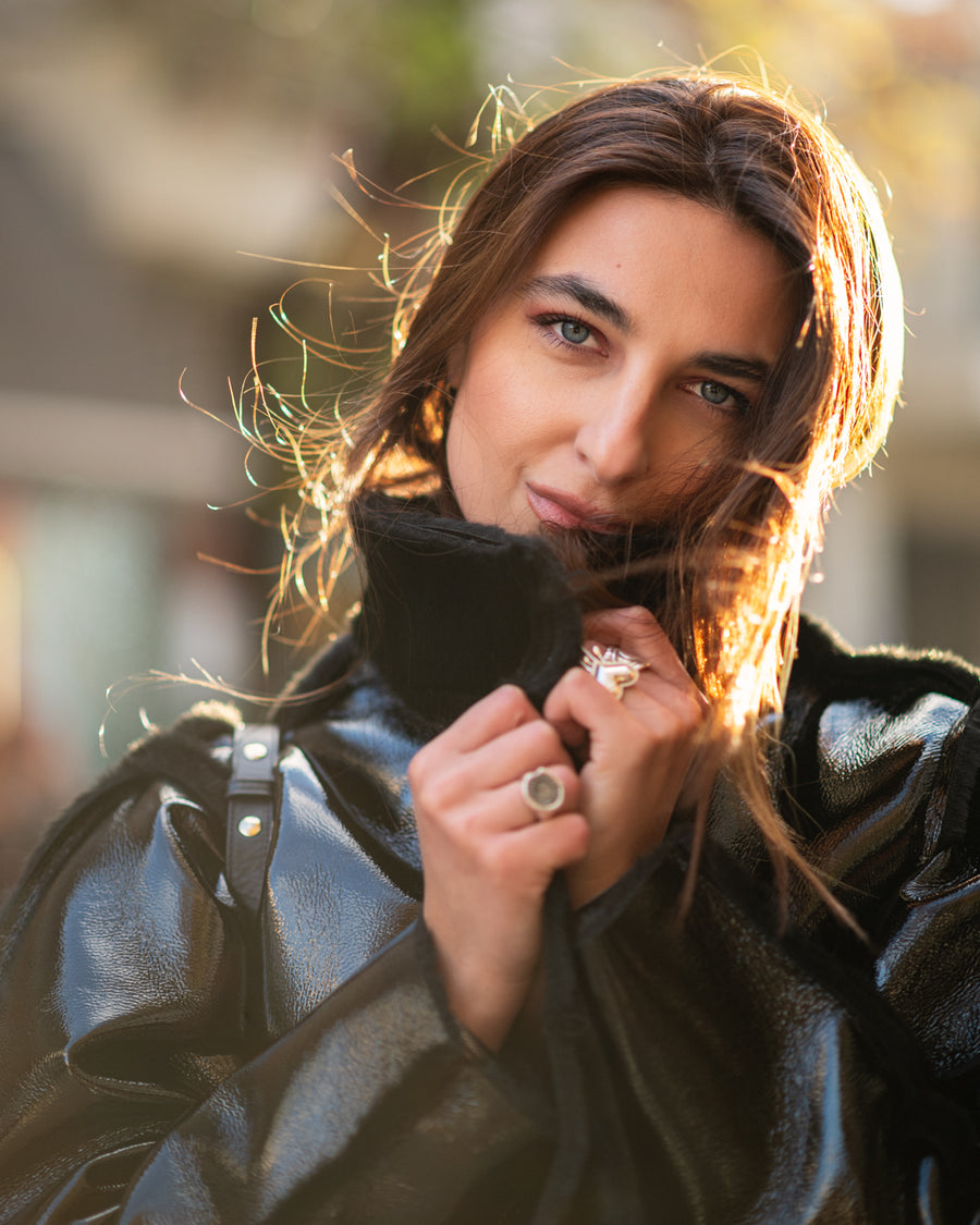 Vinyl sheepskin jacket