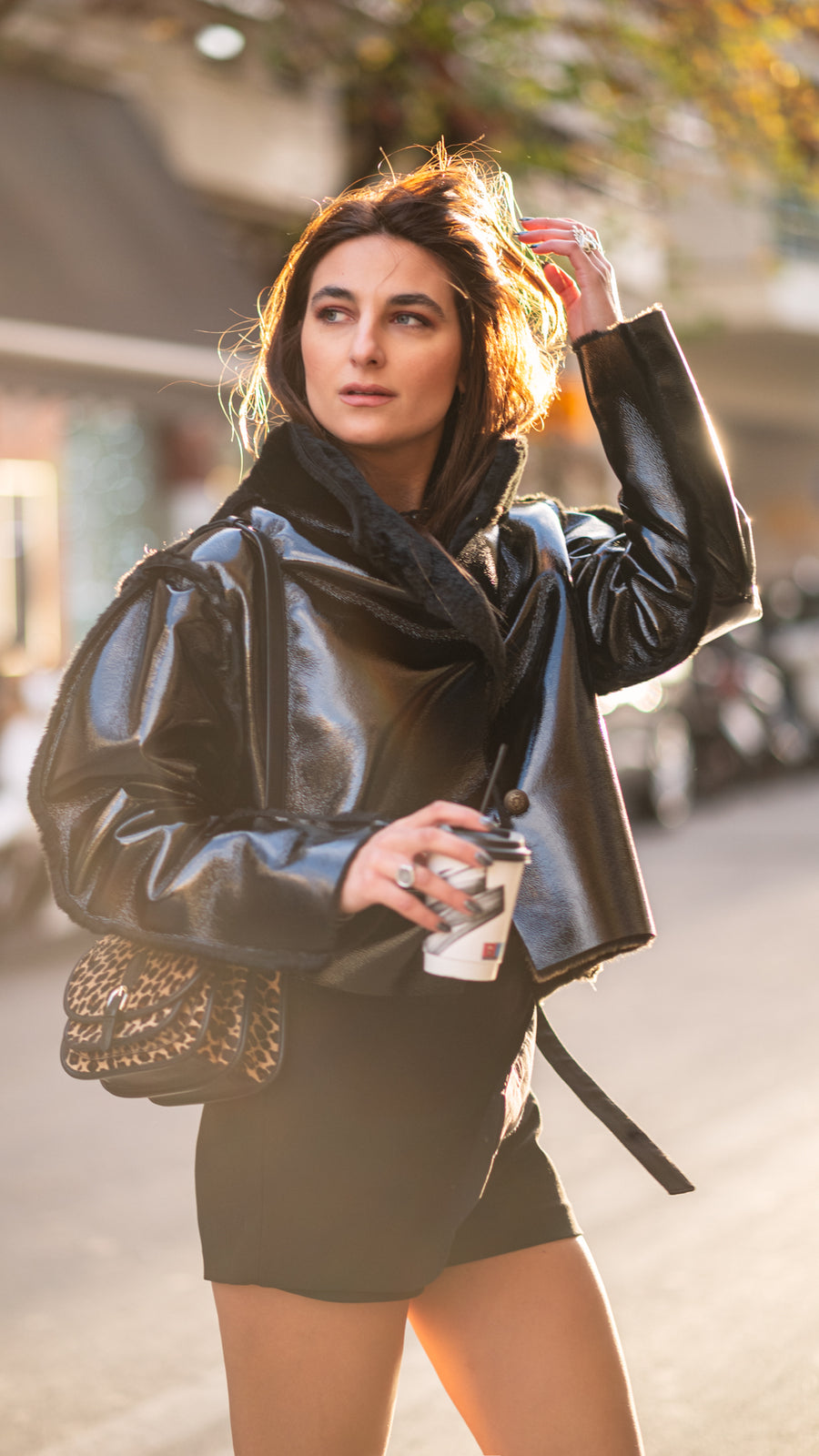 Vinyl sheepskin jacket