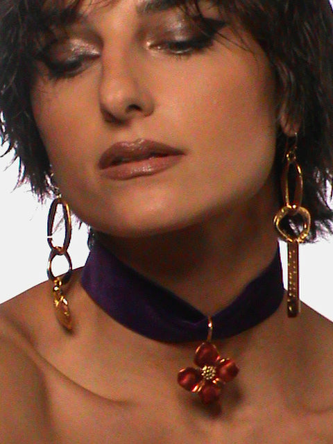 Pendant velvet choker purple