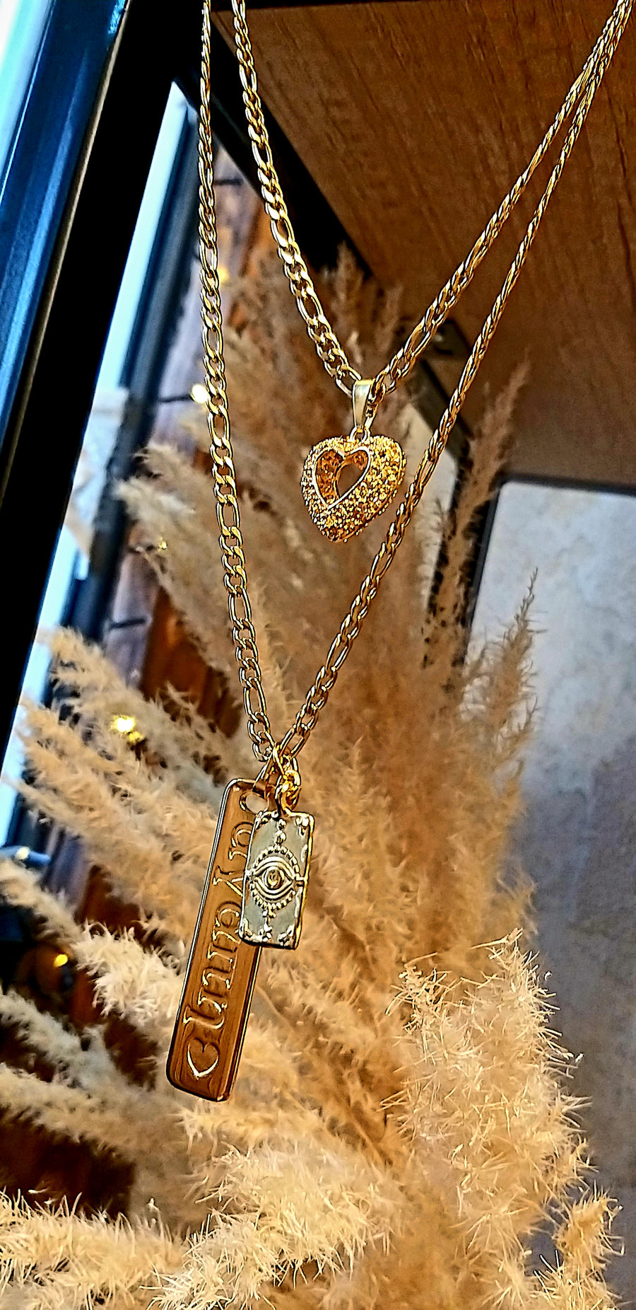 Silver love ray double necklace