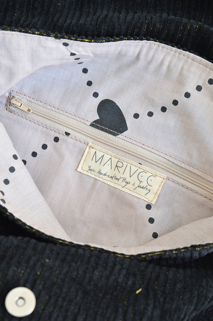 Corduroy black velvet cross bag