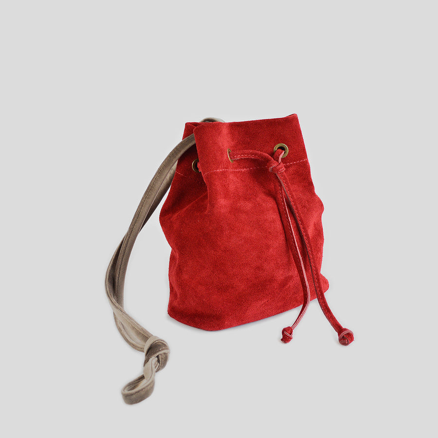 Red suede velvet pouch