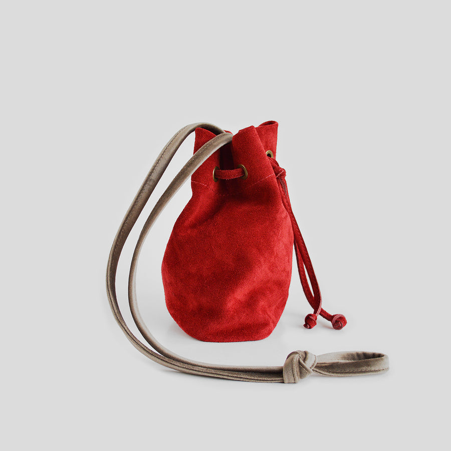 Red suede velvet pouch