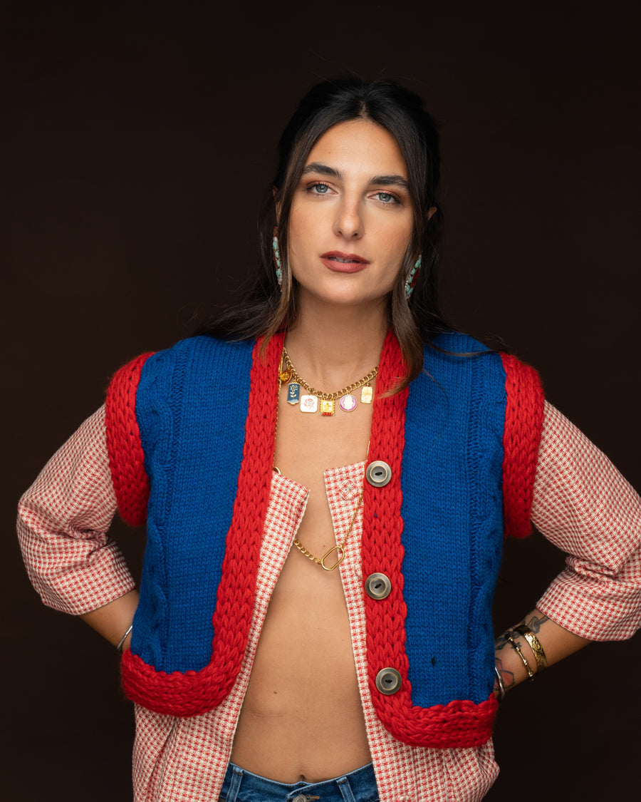 Spectrum knitted vest royal blue