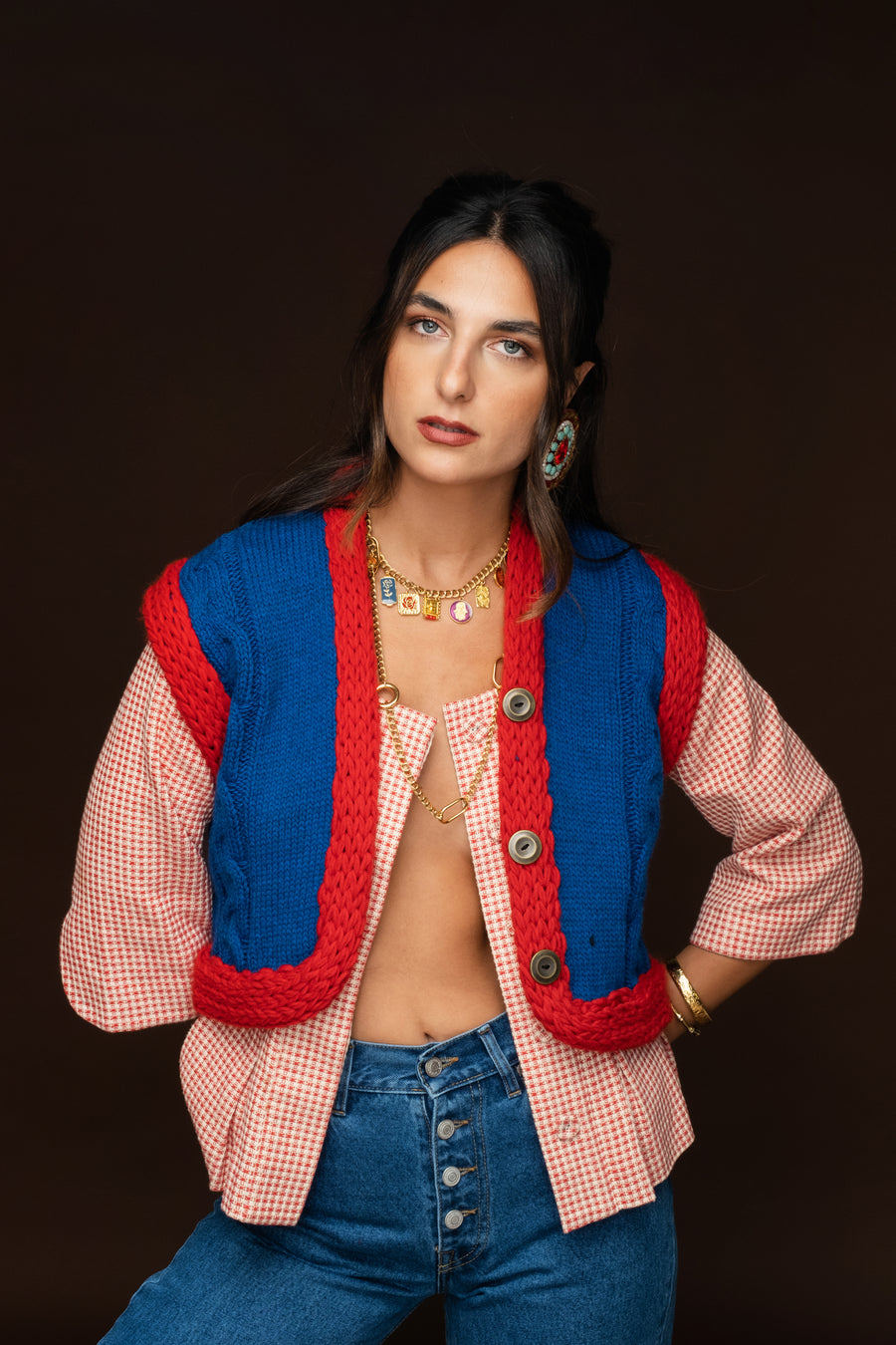 Spectrum knitted vest royal blue